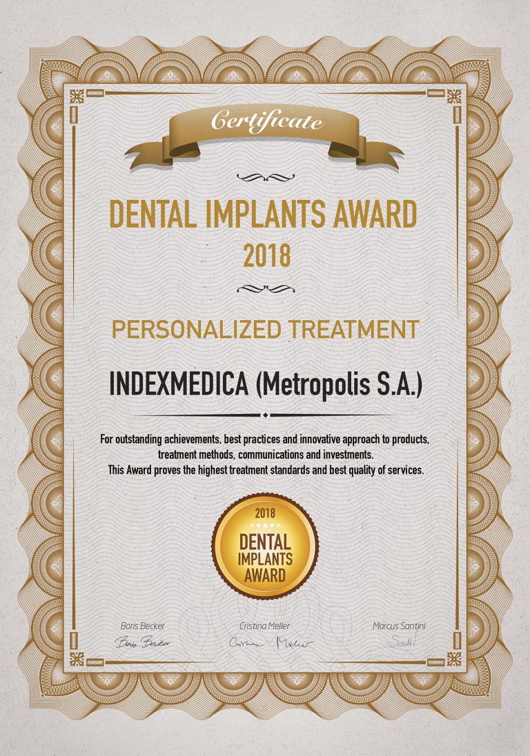 Dental Implants Award Certificate INDEXMEDICA 2017 768x1096 